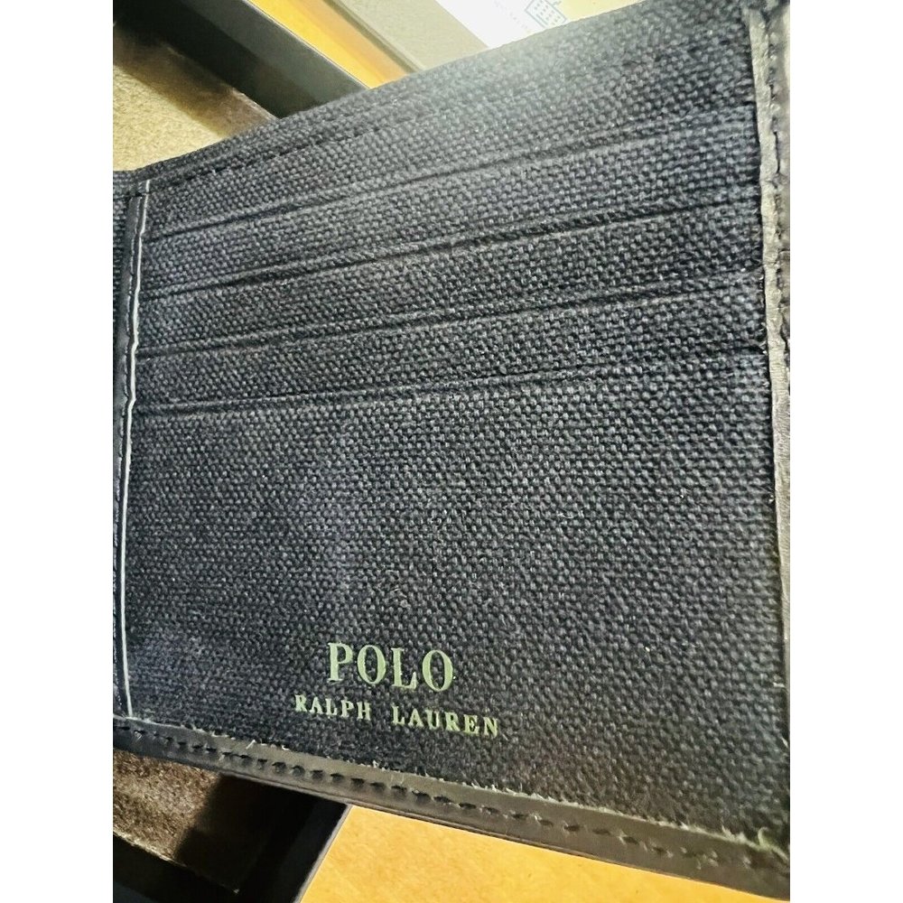 Polo Ralph Lauren Men's Equestrian Polo Player Print Canvas Billfold Wallet - Picture 13 of 15